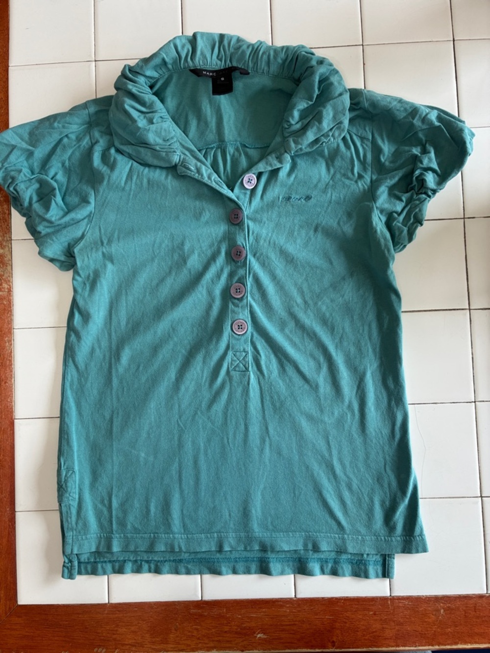 Marc Jacobs Women’s ' Teal Polo-Style Shirt Size S